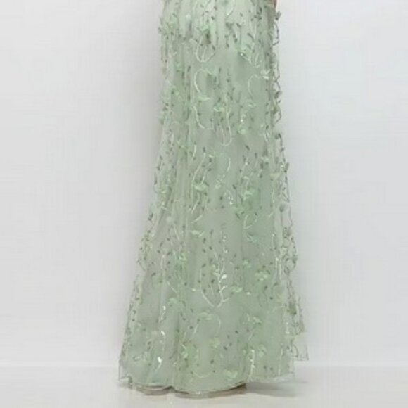 Dessy Collection Celedon Green Floral Embroidered Gown 3156 - Picture 6 of 6